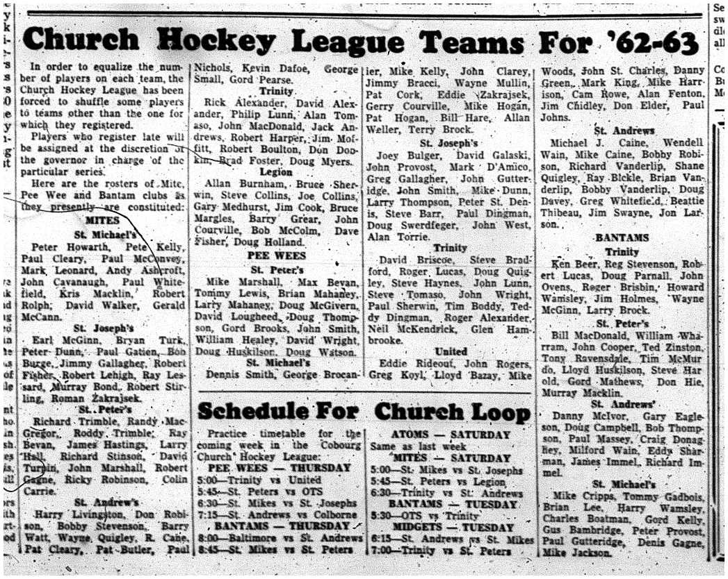 1962-10-31 Hockey -CCHL team rosters