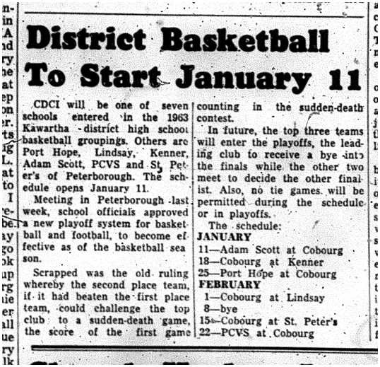 1962-10-31 School -CDCI Basketball schedule