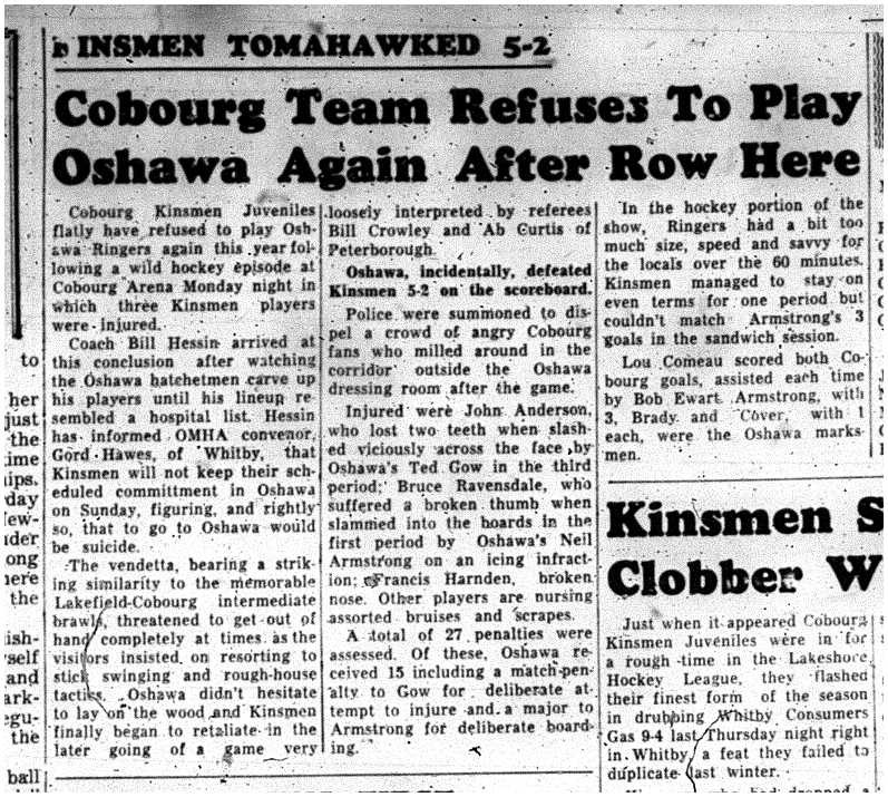 1962-12-12 Hockey -Juveniles refuse to play Oshawa
