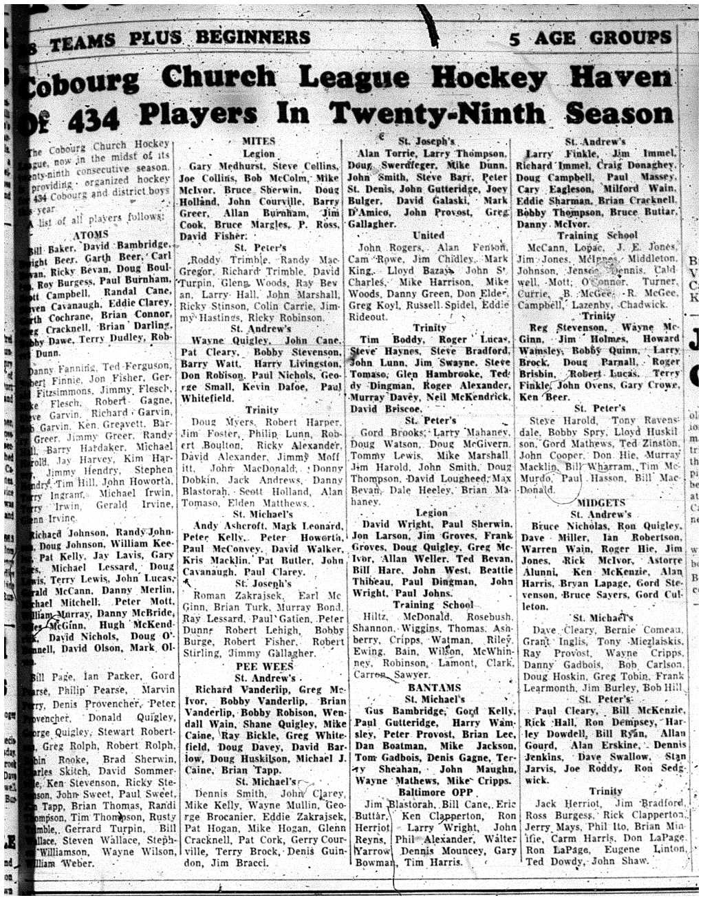 1963-01-30 Hockey -CCHL team players