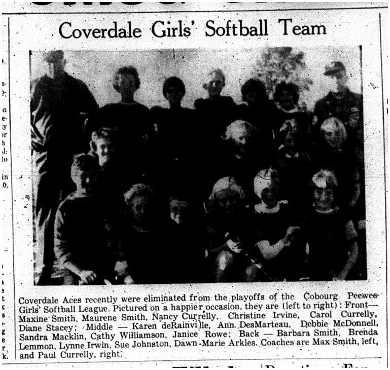 1963-10-02 Softball -Girls Coverdale Aces