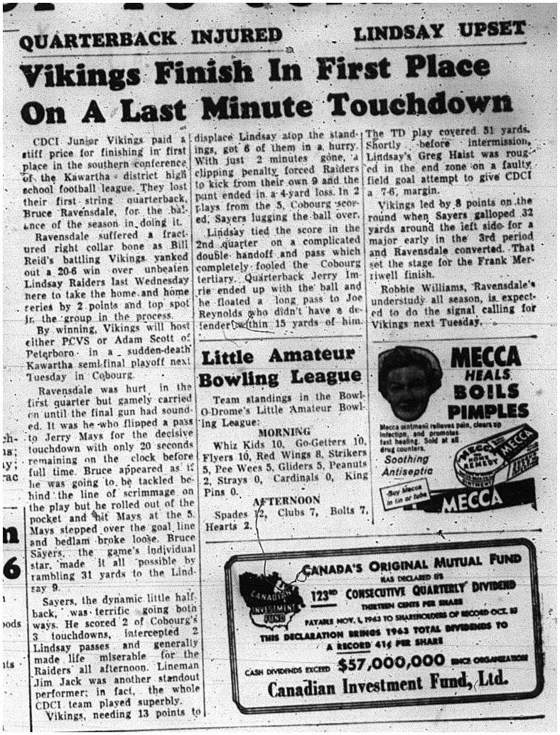 1963-10-23 School -Football CDCI East vs Lindsay