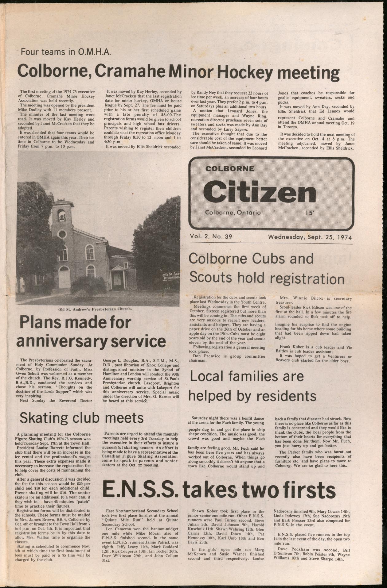 1974-09-25 Hockey -Minor Association -Colborne Citizen