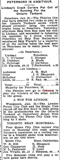 1901-01-31 Curling -Ptbo Thistles to Tankard at Cobourg-TO Star