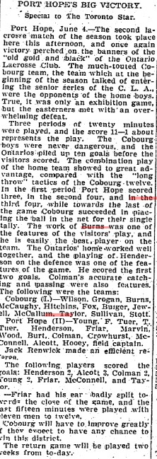 1901-06-04 Lacrosse -Cobourg vs PH-TO Star