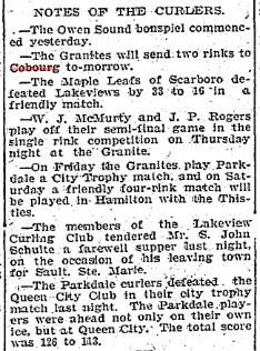 1902-02-05 Curling -Granites sending 2 rinks to Cobourg-TO Star