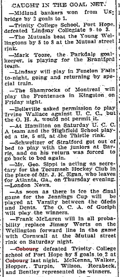 1902-02-26 Hockey -Cobourg vs Trinity College-TO Star