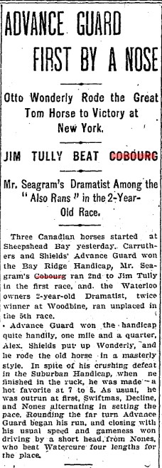 1902-06-19 Horse Racing -Seagrams Cobourg at Sheepshead Bay-TO Star