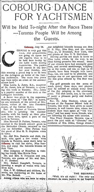1902-07-26 Yacht Racing -Dances and golf at Cobourg races-TO Star