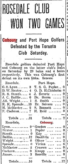1902-08-11 Golf -Rosedale vs PH and Cobourg-TO Star