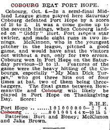 1902-10-07 Baseball -Cobourg vs Port Hope-TO Star