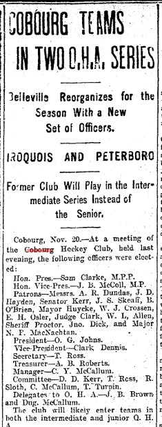 1902-11-20 Hockey -Cobourg Club elects Executive-TO Star