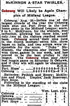 1903-08-11 Baseball -Cobourg vs PH-TO Star
