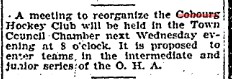 1903-10-31 Hockey -Cobourg may enter Junior and Intermediate-TO Star