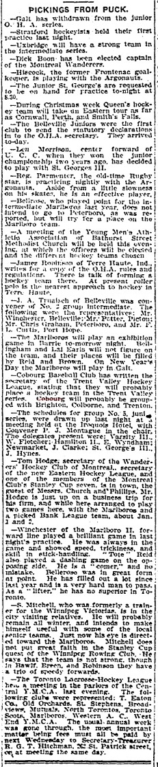1903-12-17 Hockey -Cobourg Entered in Trent Vallley League-TO Star