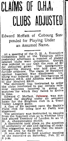 1904-02-23 Hockey -Brighton Player Suspended for Using False Name-TO Star