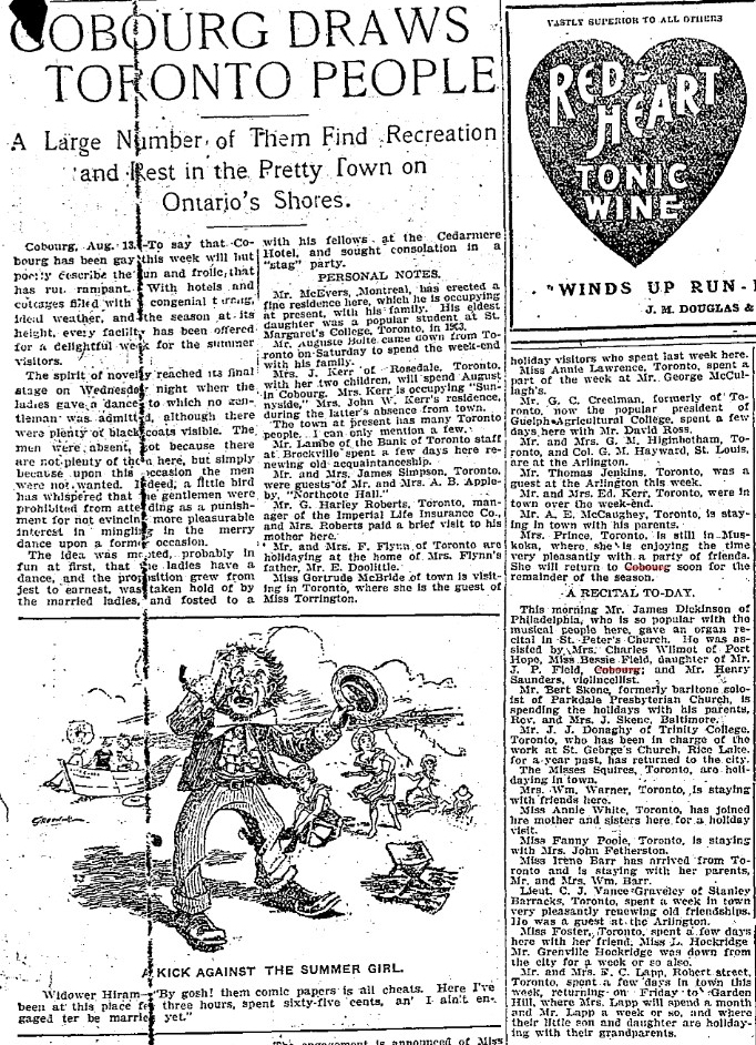 1904-08-13 Sports -Summer visitors find recreation & rest-TO Star