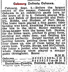 1904-09-08 Baseball -Cobourg vs Oshawa in exhibition-TO Star