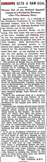 1904-09-22 Baseball -Cobourg Thrown Out of Midland League-TO Star