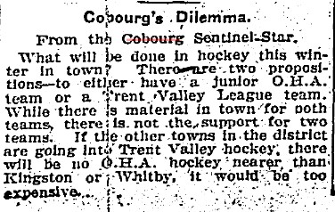 1904-11-05 Hockey -Junior OHA or Trent Valley League-TO Star