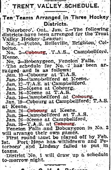 1905-01-04 Hockey -Trent Valley Schedule