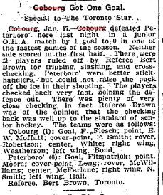 1905-01-17 Hockey -Juniors vs Peterborough