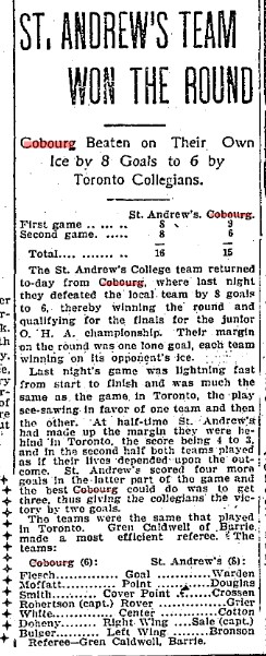 1905-02-18 Hockey -Juniors vs St Andrew's in 2nd Semi Final