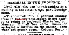 1905-03-22 Baseball -Cobourg Hoping for Pennant Winning Team