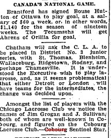 1905-05-13 Lacrosse -Cobourg Players sign with Chicago