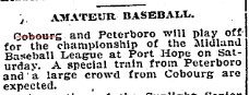 1905-09-20 Baseball -Cobourg to play Peterborough