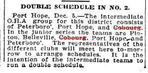 1905-12-05 Hockey -Intermediate and Junior schedules to be arranged