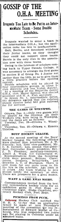 1905-12-08 Hockey -Cobourg to ask for player reinstatement