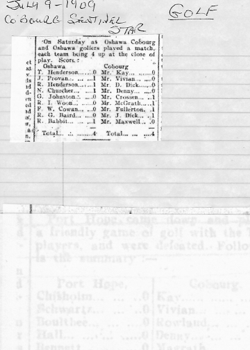 1909-09-09 Golf -Cobourg vs Oshawa