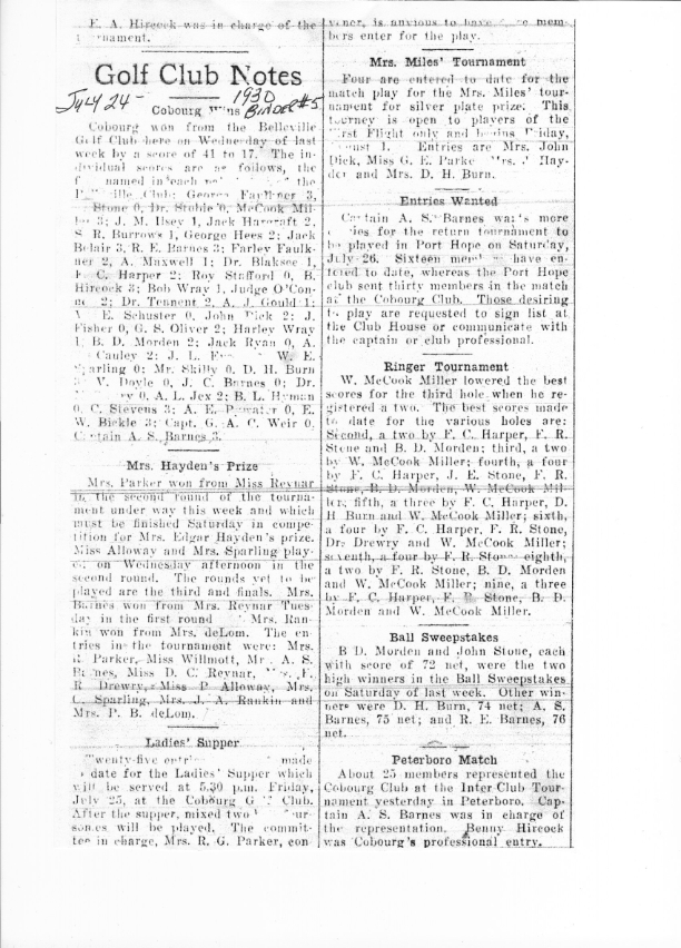 1930-07-24 Golf -Club News