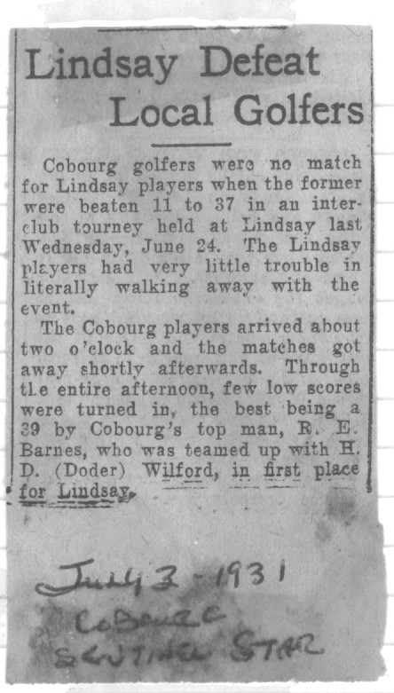 1931-07-03 Golf -Cobourg Club at Lindsay
