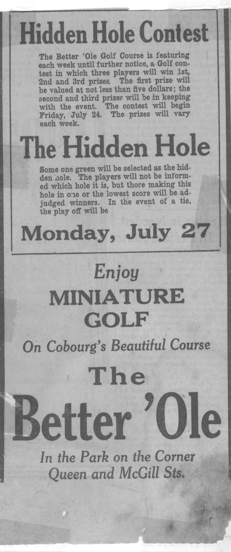 1931-07-27 Golf -Miniature Golf ad