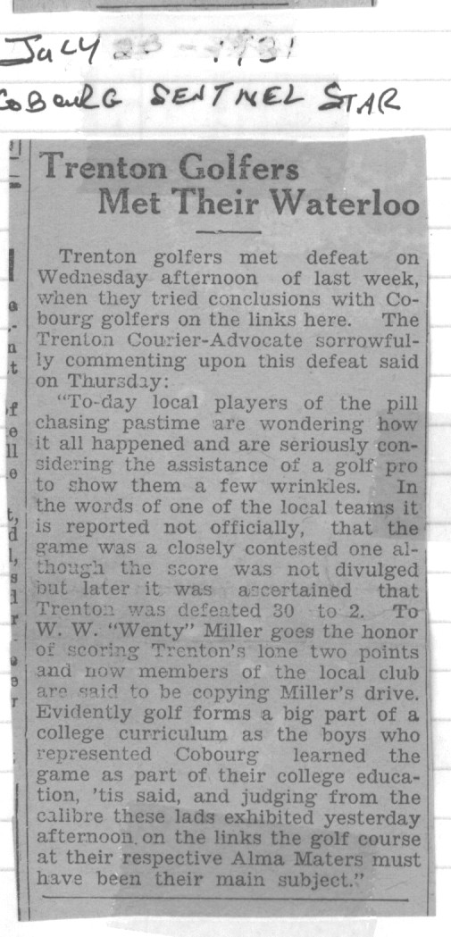 1931-07-28 Golf -Trenton Club at Cobourg
