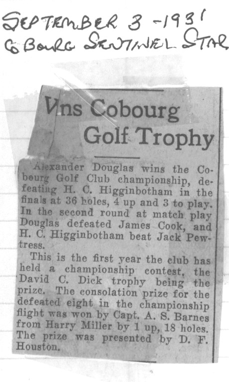 1931-09-03 Golf -Cobourg Club Championship