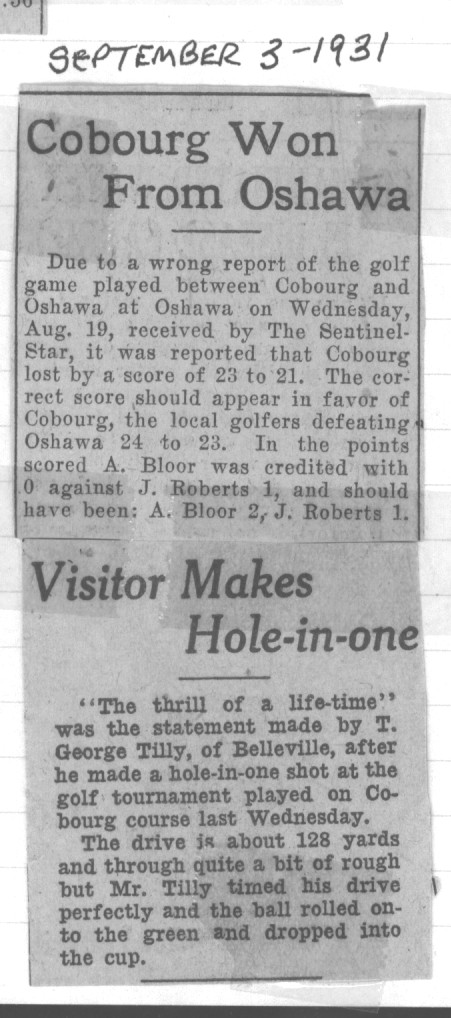1931-09-03 Golf -Cobourg Club at Oshawa