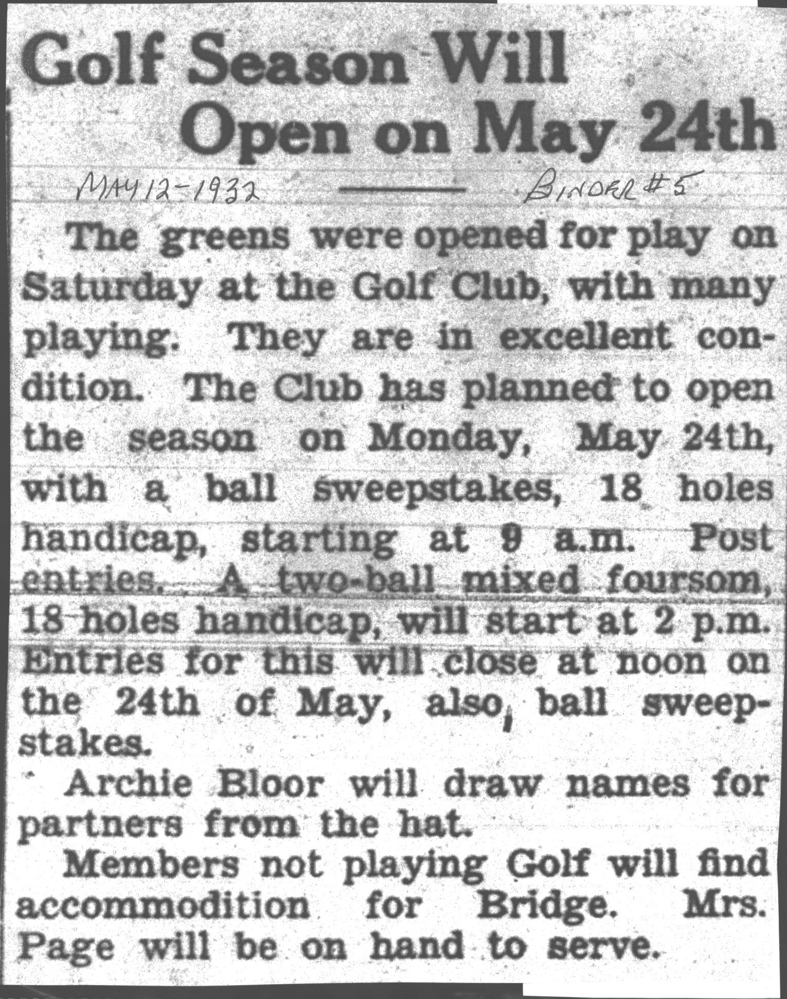 1932-05-12 Golf -Cobourg greens open