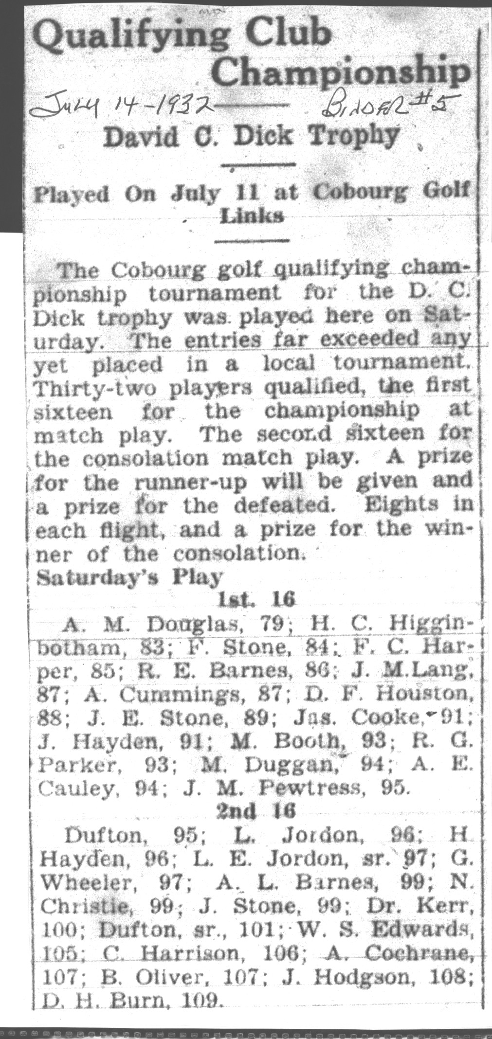 1932-07-14 Golf -Qualifying Club Championship