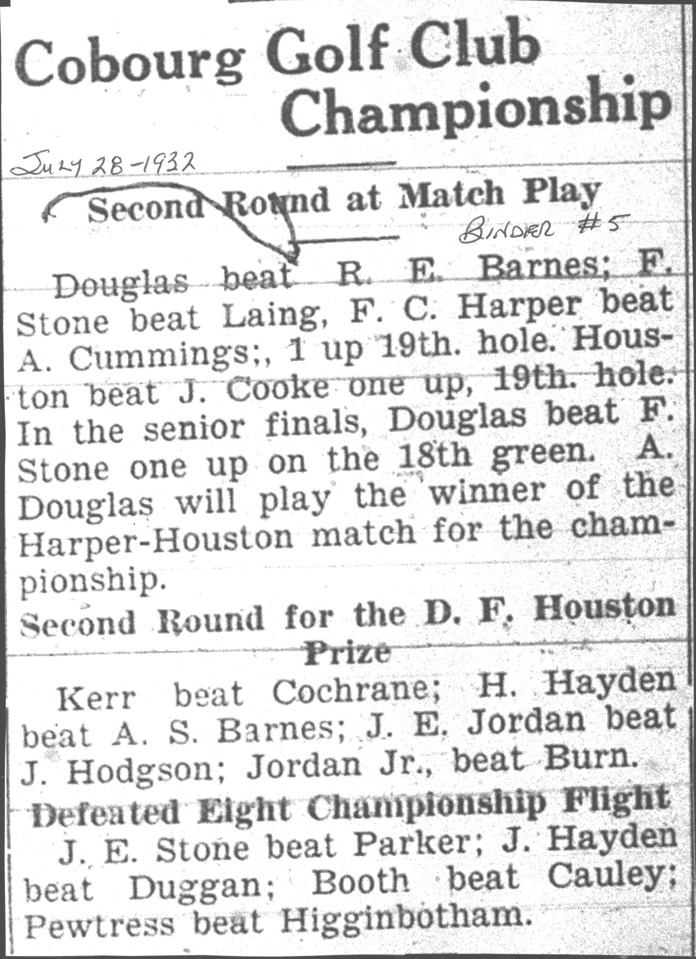 1932-07-28 Golf -Second Round Club Championships