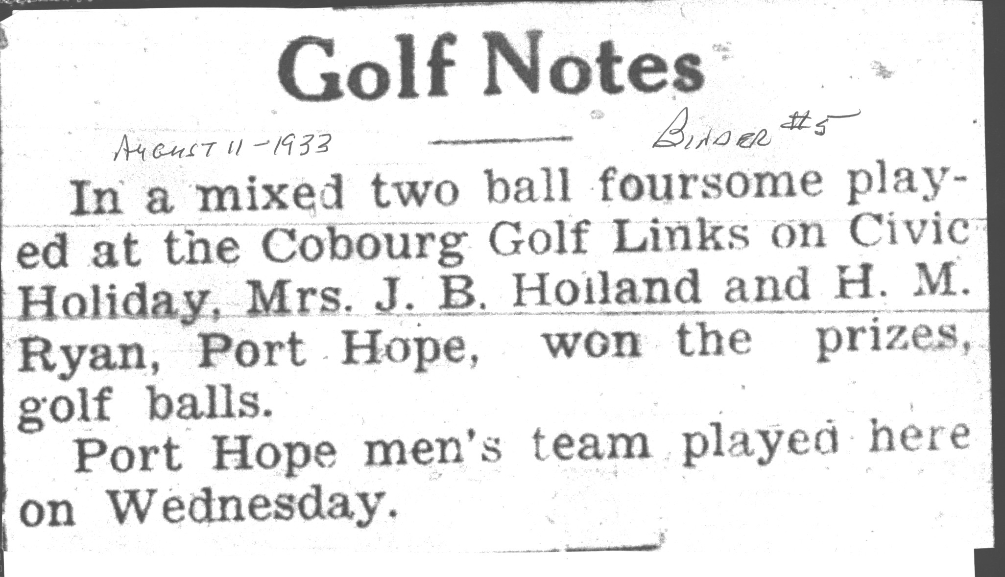 1933-08-11 Golf -Mixed 2 ball foursome