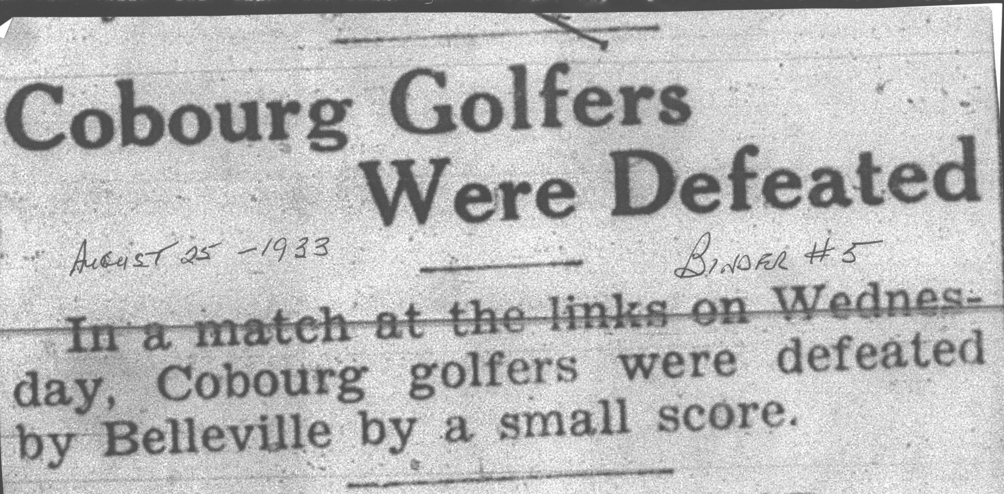 1933-08-25 Golf -Belleville at Cobourg club