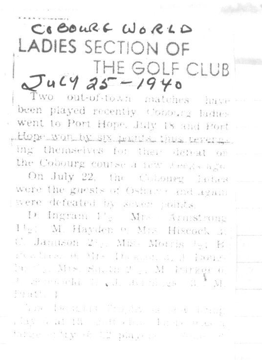 1940-07-25 Golf -Ladies visit Oshawa club