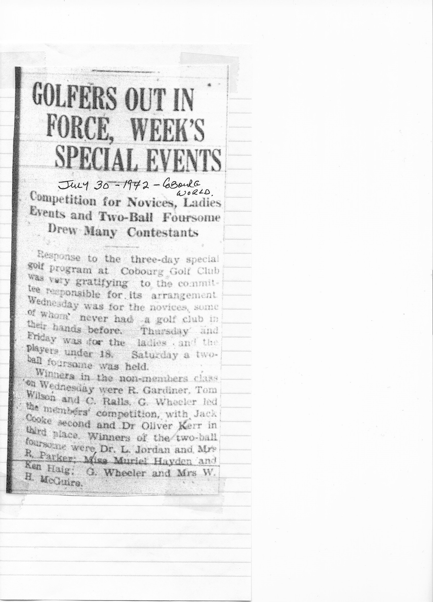 1942-07-30 Golf -Special Events