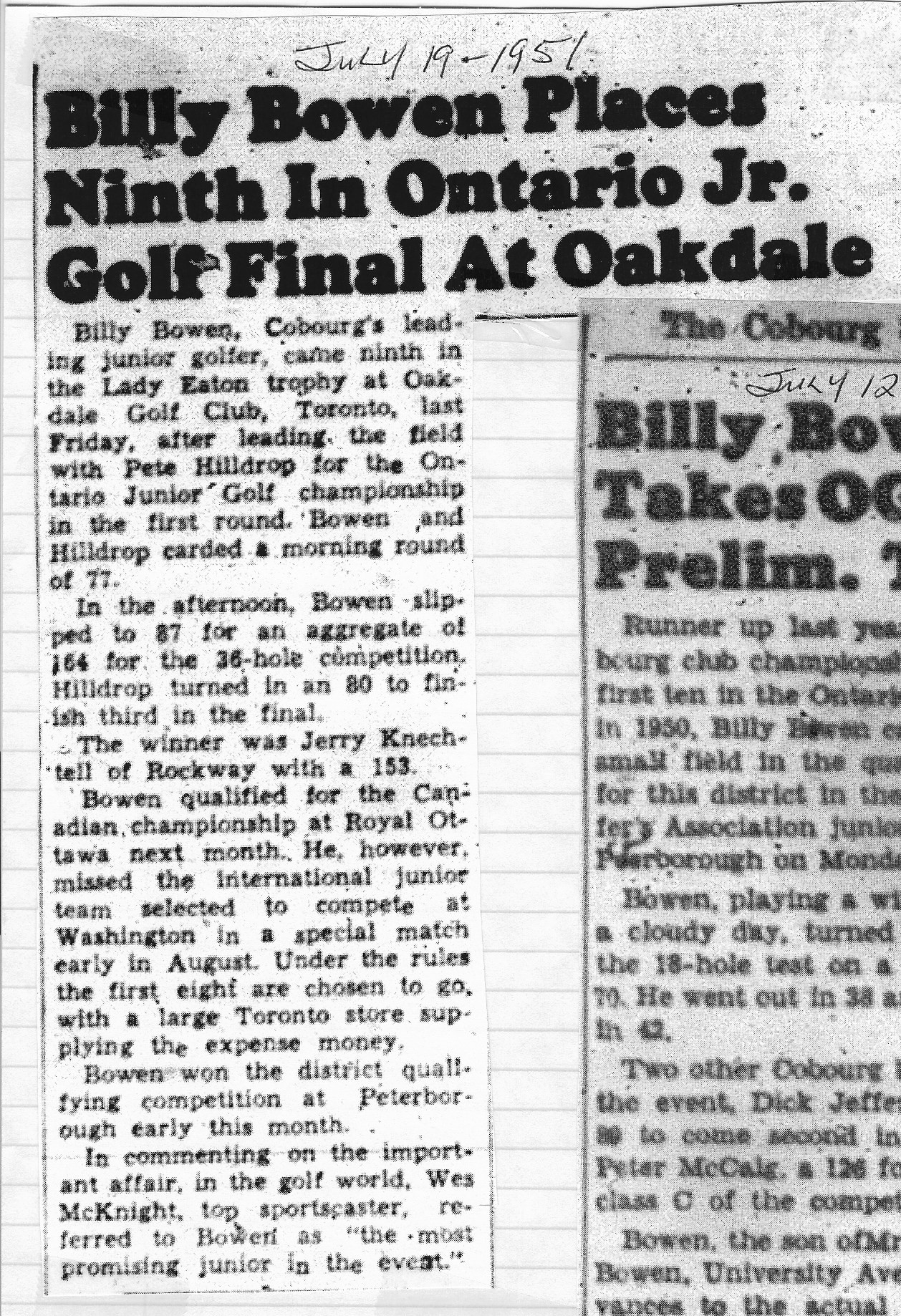 1951-07-19 Golf -Junior news