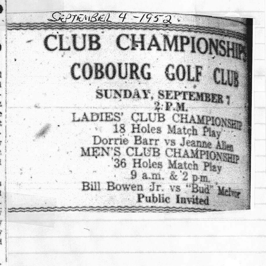 1952-09-04 Golf -Club Championships Announced