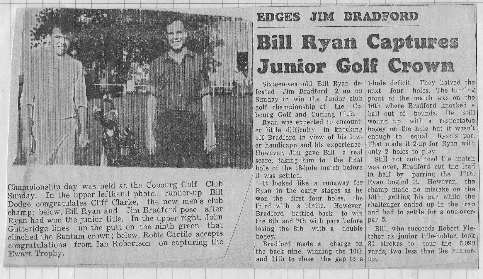 1964-10-01 Golf -Bill Ryan Junior Champion vs Jim Bradford