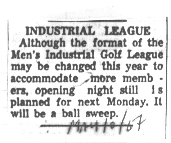 1967-05-10 Golf -Industrial League